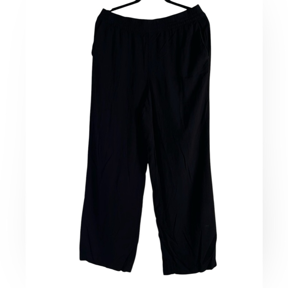 H&M Divided Womens Size 10 Viscose Pants Black Stretch Wide Leg Relaxed EUC